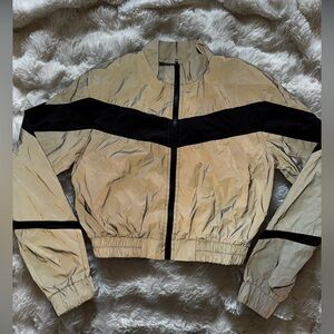 SHEIN Black and Gray Reflective Bomber Jacket Retro Style